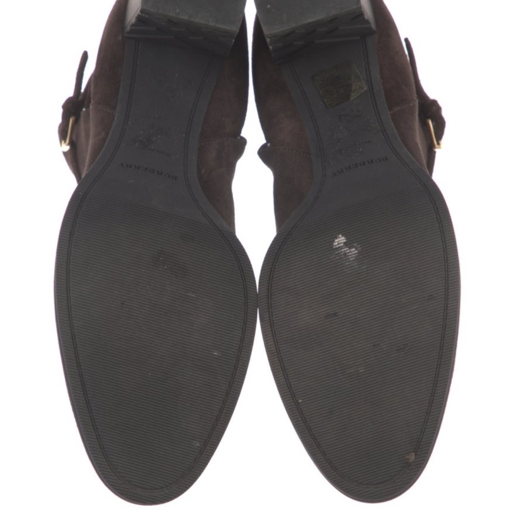 Burberry Dark Brown Suede Heeled Boots - Picture 5 of 5